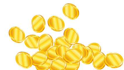Gold coins in 3d style realistic vector illustration. Banner design for bank and financial sector.
