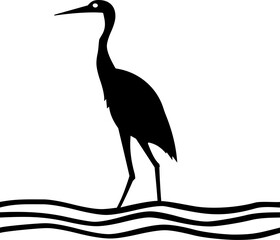 silhouette of a bird, illustration bird on the water vector