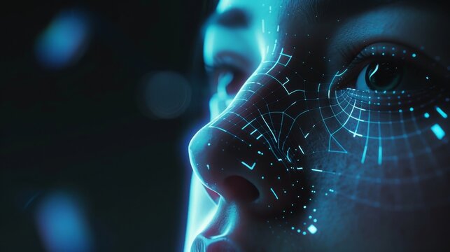 A scanner scanning a persons face representing the use of biometric technology in digital identity verification.