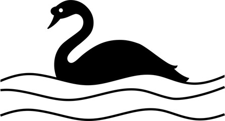 Swan vector silhouette. Ilustration swan on water