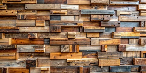 Close up of intricate and detailed reclaimed wood wall paneling design