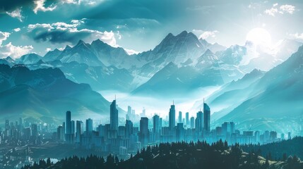 Fototapeta premium City and mountain background concept. State of mind