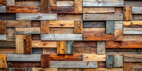 Abstract geometric pattern of reclaimed wood wall paneling texture