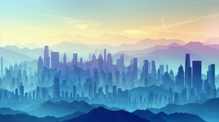 City and mountain background concept. State of mind