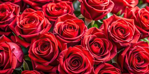 Close-up image of a vibrant bunch of red roses