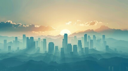 Fototapeta premium City and mountain background concept. State of mind