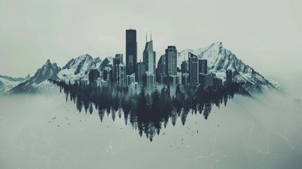 Fototapeta premium City and mountain background concept. State of mind