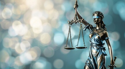 A statue of a woman holding scales and a blindfold, Themis or Lady Justice concept