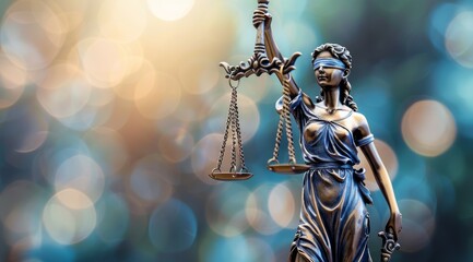 A statue of a woman holding a blindfold and scales, Themis or Lady Justice concept