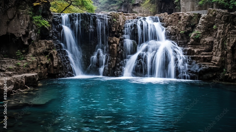 Sticker waterfall in the forest