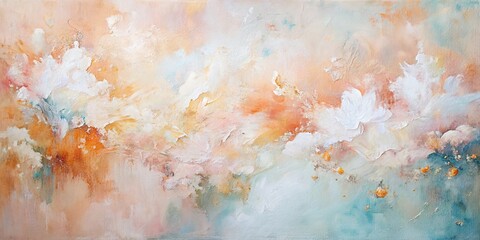 White peach color acrylic abstract painting with beautiful pastel colors background