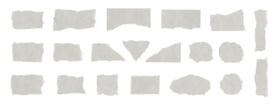 千切れた破れた紙のリアルなベクター素材セット