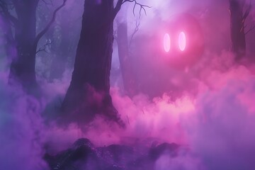 Enchanted forest emoji with mystical fog