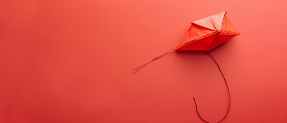 A single kite on a solid color backdrop with copy space