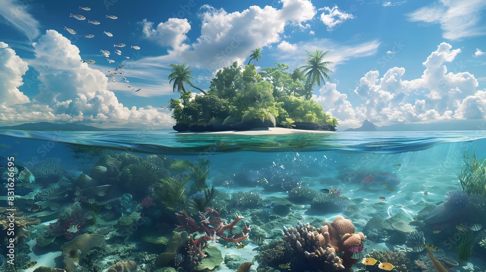 Wall mural Tropical Island and Underwater Scene
