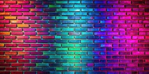 Vibrant neon-colored brick wall design in ultra high resolution 8K