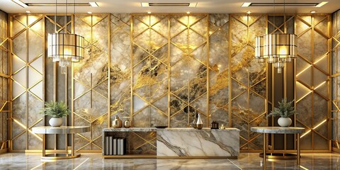 Sophisticated abstract gold design with intricate marble patterns and reflective elements for a high-end look