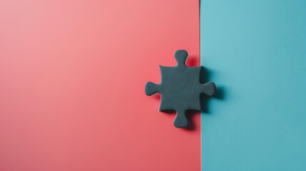 A single puzzle on a solid color backdrop with copy space