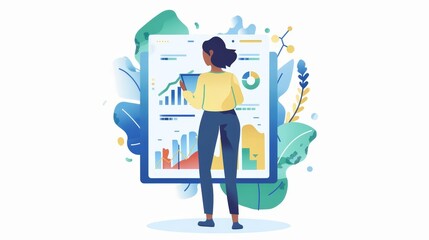 A sketch illustration on a white background depicting a person holding a tablet with a hologram of connected people icons The style is clean and simple