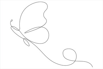 Continuous one line art drawing of butterfly design minimalism outline vector art illustration

