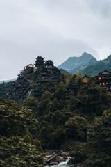 Shangrao ancient town bridge over mountain river