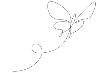 Continuous one line art drawing of butterfly design minimalism outline vector art illustration

