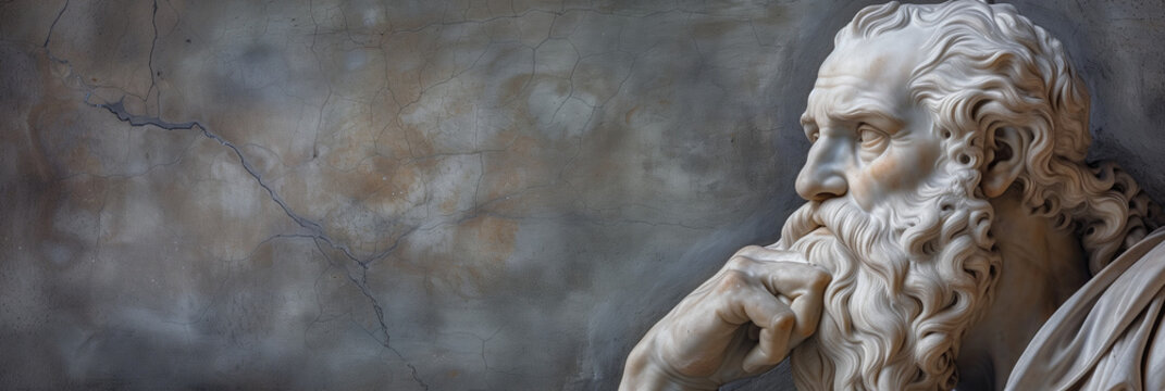 Statue of a Greek philosopher thinking
