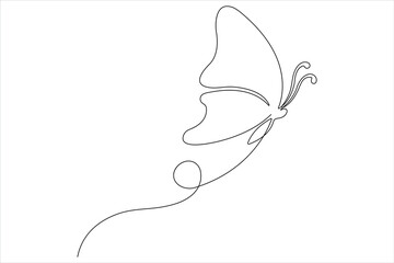 Continuous one line art drawing of butterfly design minimalism outline vector art illustration


