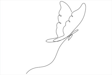 Continuous one line art drawing of butterfly design minimalism outline vector art illustration

