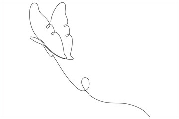 Continuous one line art drawing of butterfly design minimalism outline vector art illustration

