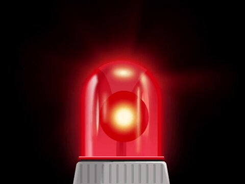 Animation of a red siren that lights up in the dark