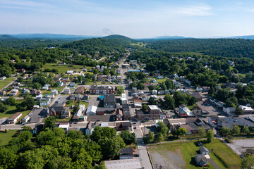 Aerial View of Hancock Maryland and the Forest and Mountains Near the Potomac River