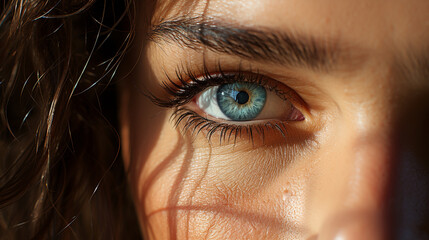 zoom in on a close-up shot of a blonde girl's eye