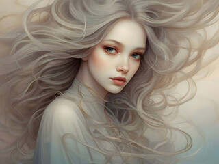 Fototapeta premium Lady Portrait Surreal Abstract Art