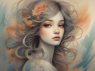 Fototapeta premium Lady Portrait Surreal Abstract Art