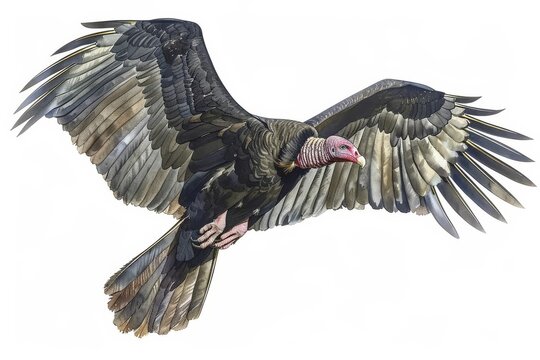 vulture soaring, wings spread, isolated on white clip art preview