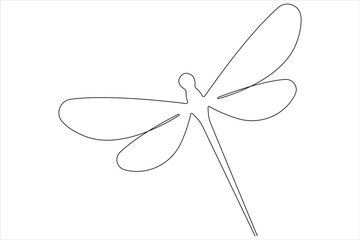  Dragonfly continuous one line art drawing of outline vector illustration