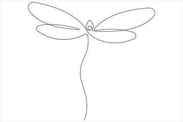  Dragonfly continuous one line art drawing of outline vector illustration