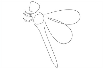  Dragonfly continuous one line art drawing of outline vector illustration