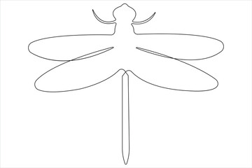  Dragonfly continuous one line art drawing of outline vector illustration