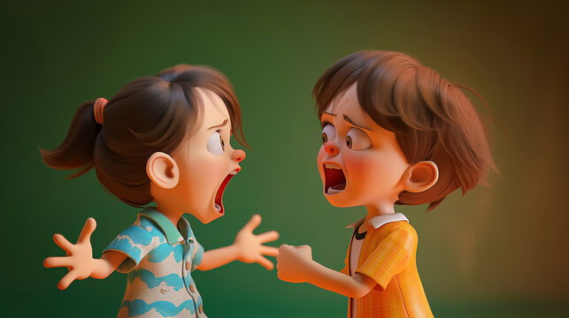 Two Kids are arguing while screaming each other