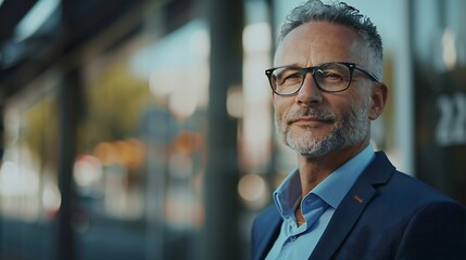 Fototapeta premium portrait of a confident mature businessman standing outside : Generative AI
