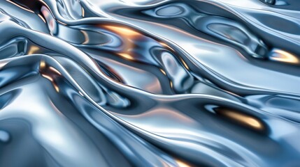 Shimmering Chrome Waves: Abstract Background Design