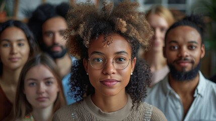 a group of people standing together in a room
