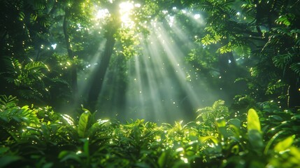 sunlight shining through the trees and foliage in a forest