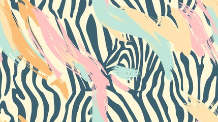 Fototapeta premium seamless pattern pastel colors hand-drawn zebra stripes
