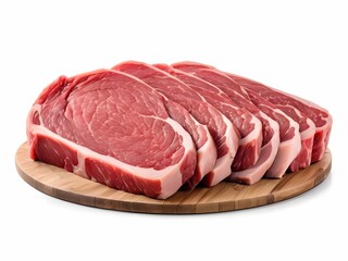 Fresh raw beef isolated on a white background, delicious red steak meat 