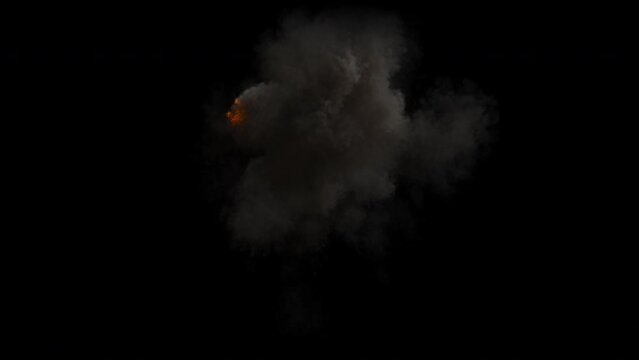 Large explosion with shafts of fire and smoke, three different speeds included, 4K