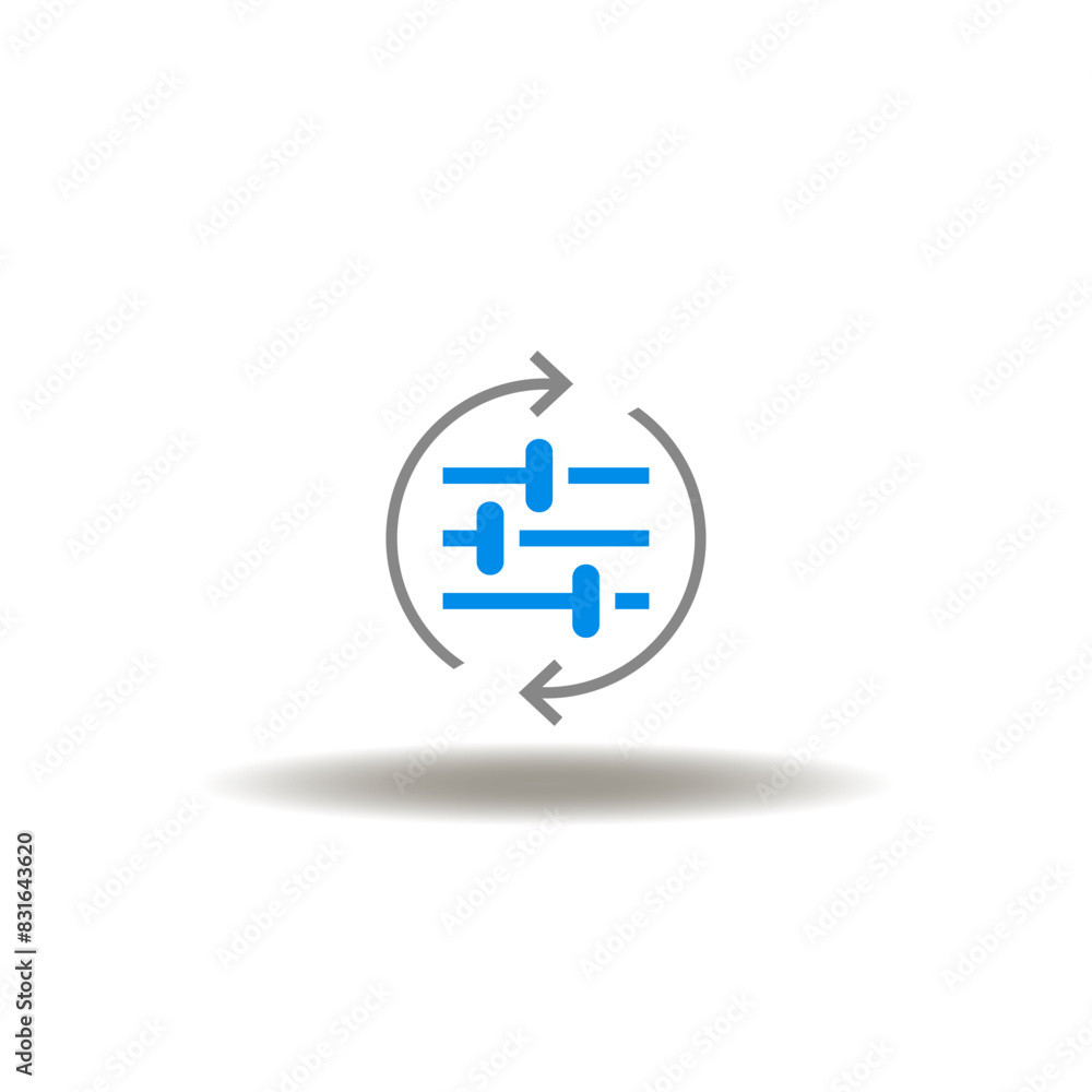 Poster vector illustration of panel settings and round arrows process. icon of customization. symbol of adj