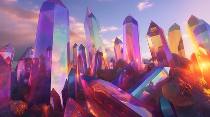 19. Step into a realm of giant crystals, where prismatic formations stretch as far as the eye can see, refracting light into a kaleidoscope of colors.